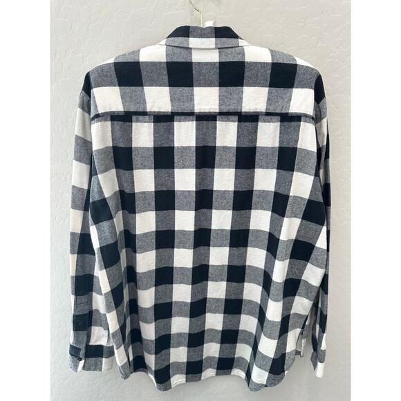 MADEWELL Black White Buffalo Plaid Flannel Shirt 100% Cotton Button Up | Medium - Picture 5 of 7